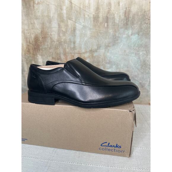 Clarks Steadwell Step Men\'s Black Leather Slip On Dress Loafer Wide Size 9 W main image 14